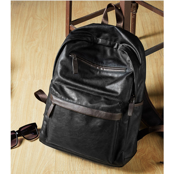 2018 New Fashion Bag Leather Mens Laptop Backpack Casual Daypacks for College High Capacity Trendy School Backpack Men Travel Bag