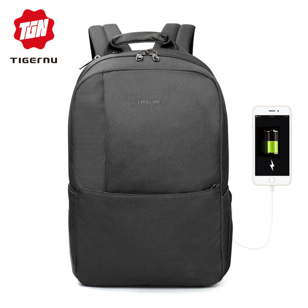 2019 Tigernu Unique Technique Multifunction USB 15.6 Laptop Anti-theft Fashion Business Men Backpack Schoolbag for Teenagers