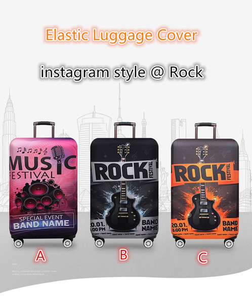 2019 new Design Travel Star Elastic Travel Luggage Cover Printing Rock Music