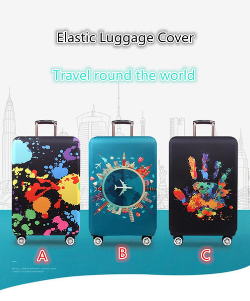 Extra Thick Luggage Cover Protector Elastic Zipper- Travel round the world