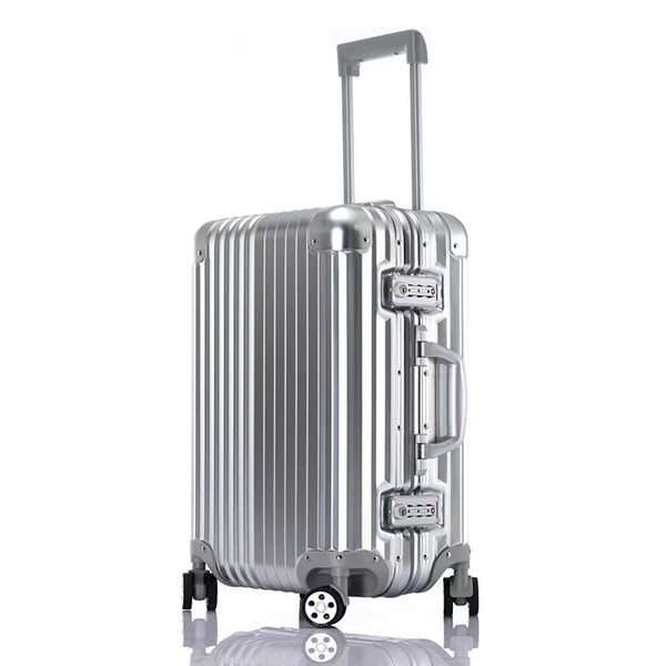 New aviation all aluminum magnesium alloy trolley case metal universal wheel student suitcase boarding suitcase business suitcase