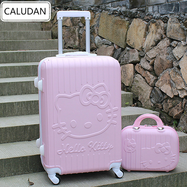 Hello Kitty RollingLuggage bag ,Women Travel Suitcase,ABS Cartoon Box,Fashion Carry On,Kids Hardcase ,Child Gift