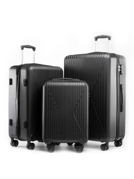 Seanshow Luggage 3 PCS Piece Set TSA Lock Hardside Lightweight Spinner Suitcase 18-24-28 Black Silver Champagne