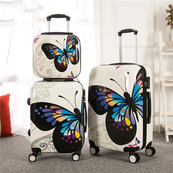 Fashion PC Rolling Luggage Set With Cosmetic Case Spinner Brand Travel Suitcase Men Women Carry On Trolley Luggage 20/24 inch