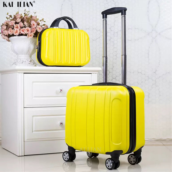 18 inch ABS Cabin luggage kid's Rolling Luggage set Women travel trolley suitcase with wheels Carry on girls suitcase set