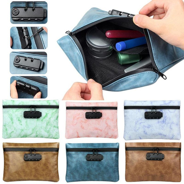 Portable Travel Activated Carbon Coded Lock Smell Proof Tobacco Bag Storage Case