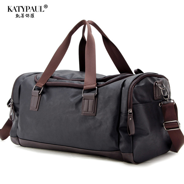 Men's Fitness Bag Leisure Travel Handbag PU Leather Large Capacity One Shoulder Diagonal Travel Bag for Men