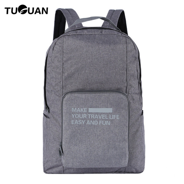 TUGUAN Mens Waterproof BackpacDouble Zipper Business Solid Folding Travel Duffle Back pack Pocket Travelling Bags