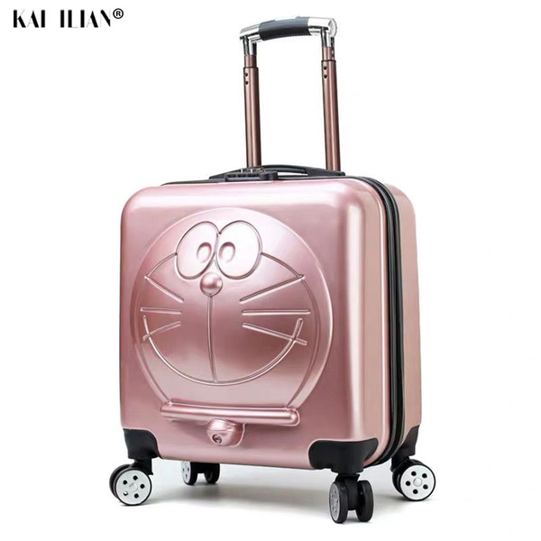 New Children Doraemon Cartoon Luggage 3D Machine Cat Luggage Rolling Wheels Trolley Suitcase Bag Cute kids Suitcase with wheels