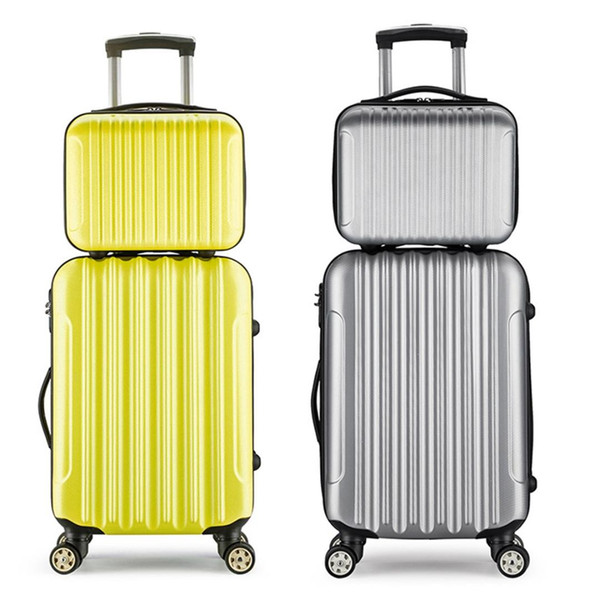 2Pcs 14+20/24 inch Rolling Luggage Sipnner Wheels ABS+PC Women Travel Suitcase Men Fashion Cabin Carry-on Trolley Box luggage