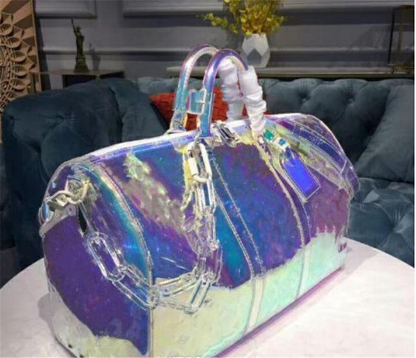 2019 designer luxury handbags purse 50cm keepall Laser PVC Transparent Duffle Bag Brilliant Colour Luggage Travel Bag large capacity handbag