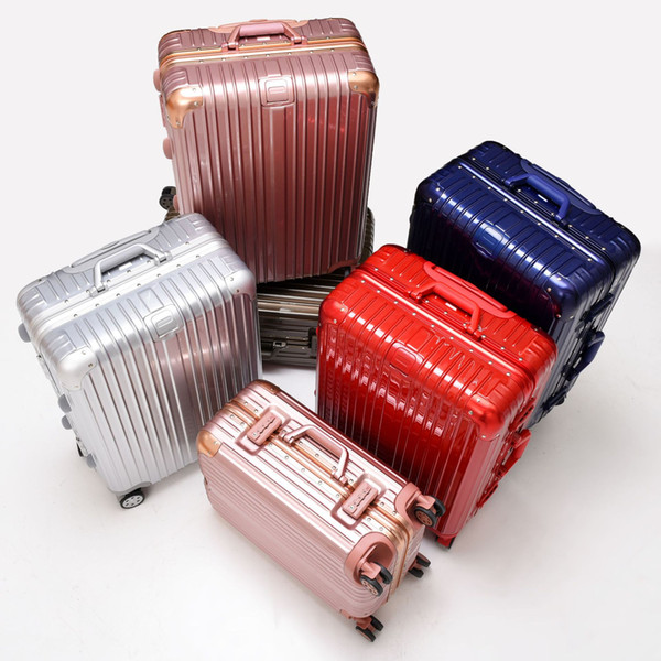 Unisex Travel Trolley Case Spinner Aluminum Bussiness Travel Suitcase Brand Trolley Case Cabin Luggage on Wheels High Quality