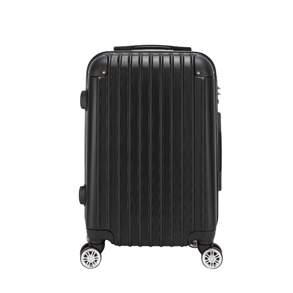 20 inch Waterproof Spinner Luggage Travel Business Large Capacity Suitcase Bag Rolling Wheels Black Color