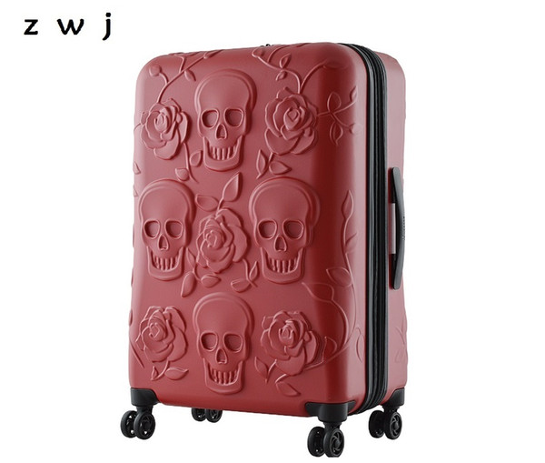 Travel Skull Luggage Cool Skull Luggage Suitcase Fashion Flower Woman Suitcase Men Travel bag Rolling