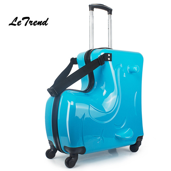 Wholesale- LeTrend Fashion Cute Kids Trolley Suitcases On Wheels Children Carry On Spinner Rolling Luggage Travel Bag Student School bab203#