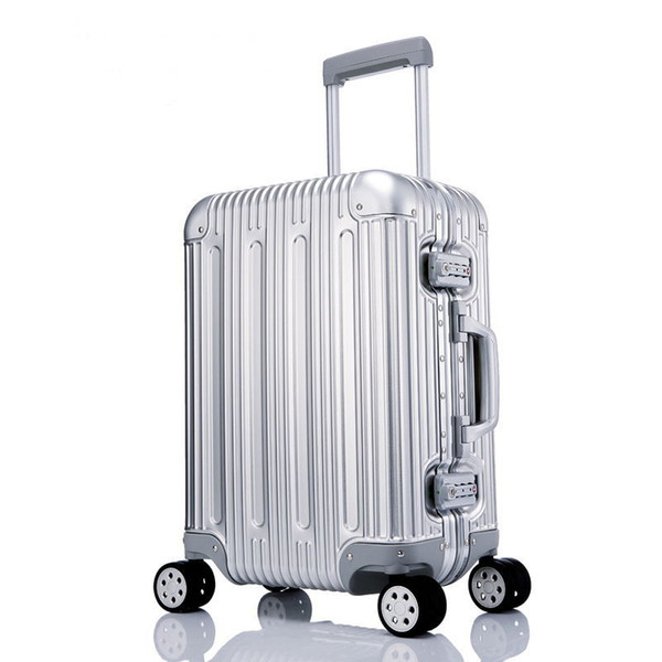 100% All Aluminium alloy Luggage Hardside Rolling Trolley Luggage travel Suitcase 20 Carry on 25 29 Checked