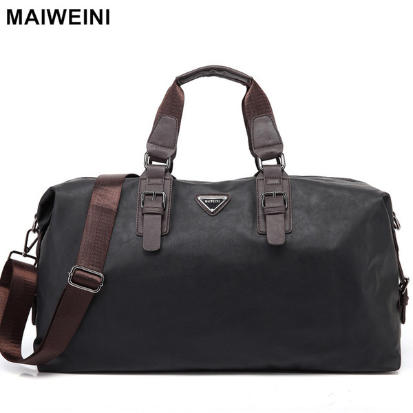 Wholesale- MAIWEINI New Fashion Leather Mens Travel Bags Large Capacity Waterproof Duffle Bag Vintage Hand Luggage Shoulder Bag