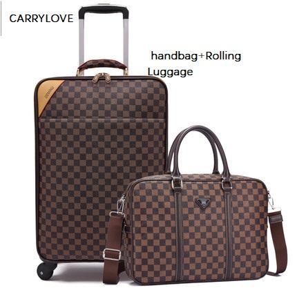 CARRYLOVE fashion 16/18/20/22/24 inch size business luggage boarding handbag+Rolling Luggage Spinner brand Travel Suitcase