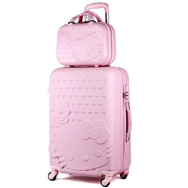 20inches Hello Kitty Boarding Travel Suitcase, Women High Quality Rugged ABS Wheels Trolley Luggage Box, Colorful