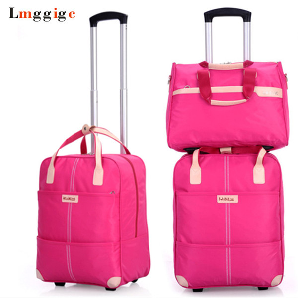 Women Rolling Luggage Bag set,Waterproof Oxford cloth Travel Suitcase,Wheel Trolley Case,Portable Carry-On Dragbox with Handbag