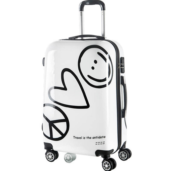 LeTrend Korean Cute Rolling Luggage Spinner Cartoon Password Suitcase Wheels 20 inch Women Carry on Trolley Travel Bag Trunk