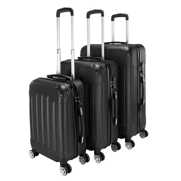 3 Piece Expandable 20Inch 24Inch 28Inch Black Stylish Suitcases ABS Trolley Case Hardside Spinner Luggage Personalized trolley case Universa