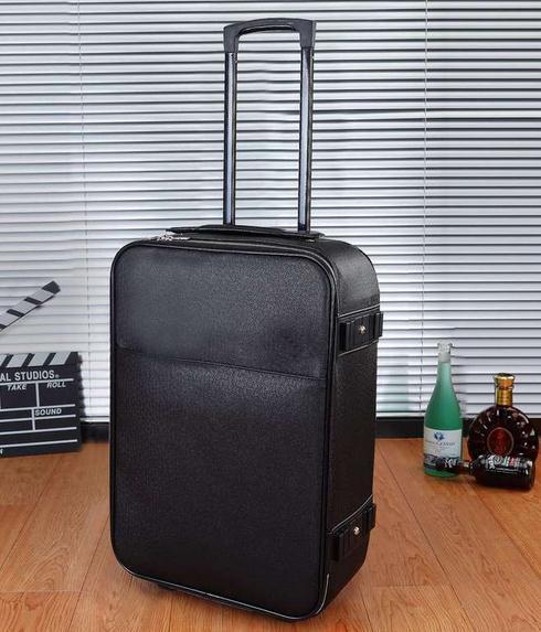 Top Grade Black Taiiga Real Leather Travel Suitcase PEGASSE LEGERRE M30005 Rolling Luggage