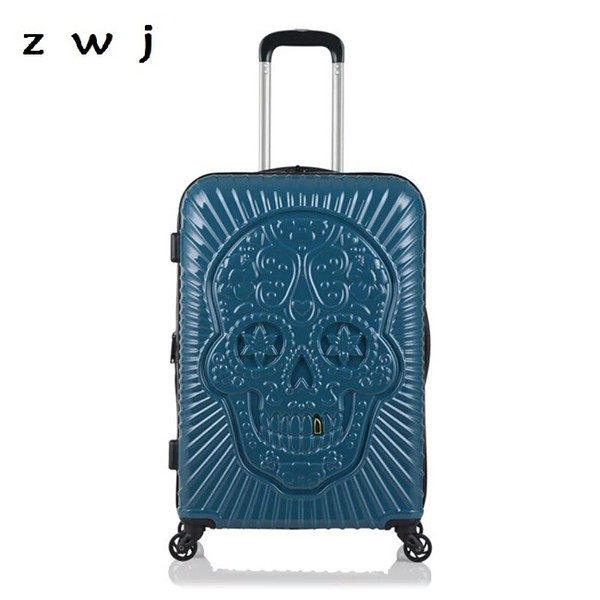 28 Inch high capacity skull rolling luggage spinner trolley suitcase with wheels