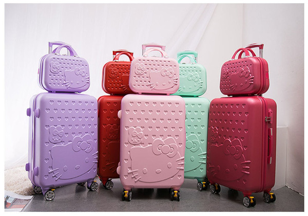 Hello Kitty Luggages Bags Children Women Suitcase Set Kids Travel Camp ABS Cartoon Box Rolling Trolley Hardcase bag 14