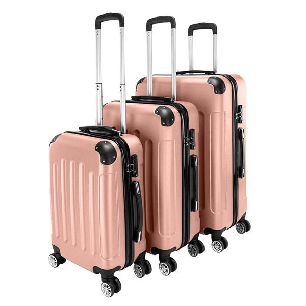 Luggage Hardside Rose Gold ABS Trolley Case 20/24/28 Rolling Luggage Upright Travel Rolling Suitcase Hardshell Spinner Luggage with Telescop