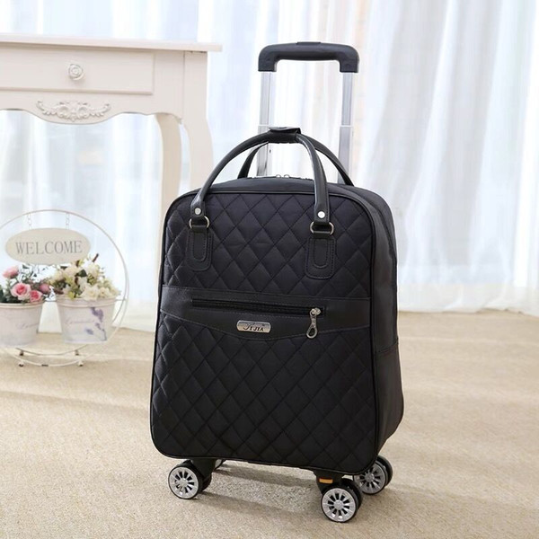 Women Travel Luggage Suitcase Bag,girls Cabin Waterproof Oxford cloth Rolling Trolley case,PU leather Carry-Ons wheels Dragboxes