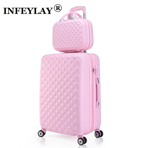 2PCS/SET 14inch Cosmetic bag 20/24 inches girl students trolley case Travel spinner luggage woman rolling suitcase Boarding box