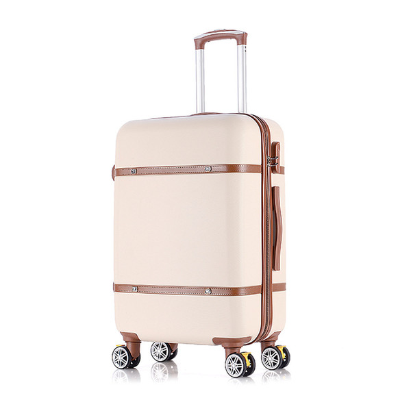 Wholesale!20 inch abs hardside trolley luggage,vintage rolling luggage for women,lovely retro belt trave luggage for girl