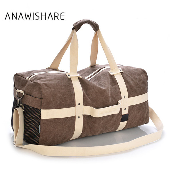 Wholesale- ANAWISHARE Men Travel Bags Large Capacity Women Luggage Travel Duffle Bags Canvas Travel Handbags For Trip Folding Bags