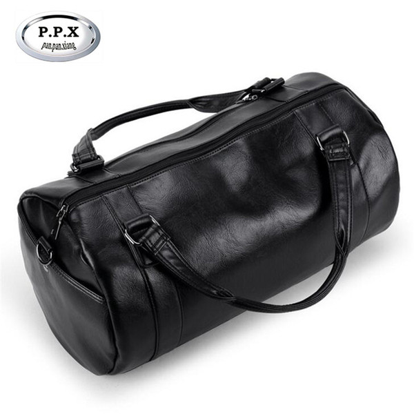 Korean Large Capacity Travel Bag Casual Men Handbag Multifunctional Bucket Luggage Bags Waterproof Leather Shoulder Bag M490