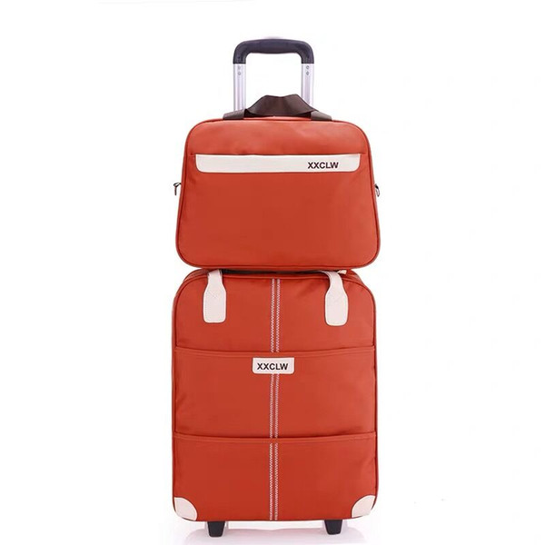 Women Simple luggage series 18 20 inch Oxford cloth Handbag and Rolling Luggage Men carry on brand Travel Bag Trolley Suitcase