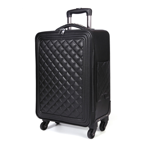 Women Retro luggage series 16/20/24 size PU Handbag and Rolling Luggage Men Lingge Spinner brand Trolley Suitcase vs Travel Bag