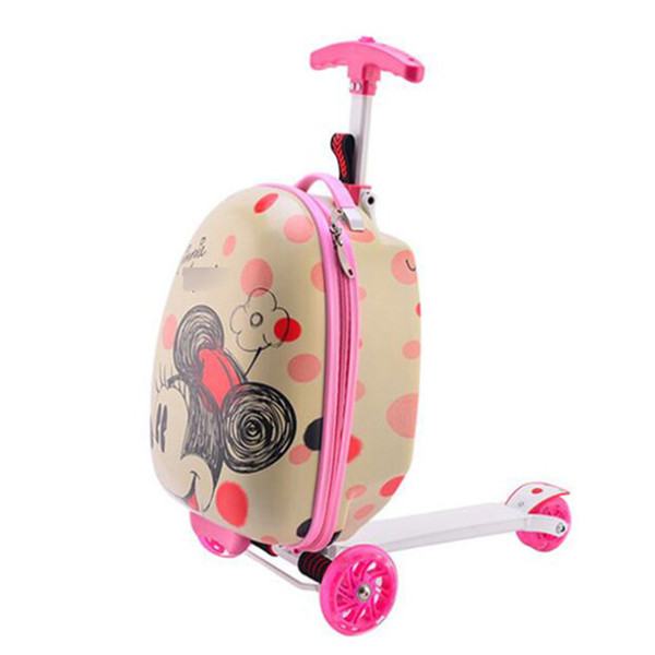 Kids scooter suitcase storage trolley luggage skateboard for children carry-on rolling luggage ride on trolley case With wheels