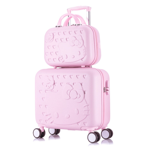 Hello Kitty Cabin Luggage & Suitcase set,Women Child Bag Gift ,Lovely cartoon Trip case,Universal Wheels Trolley Box