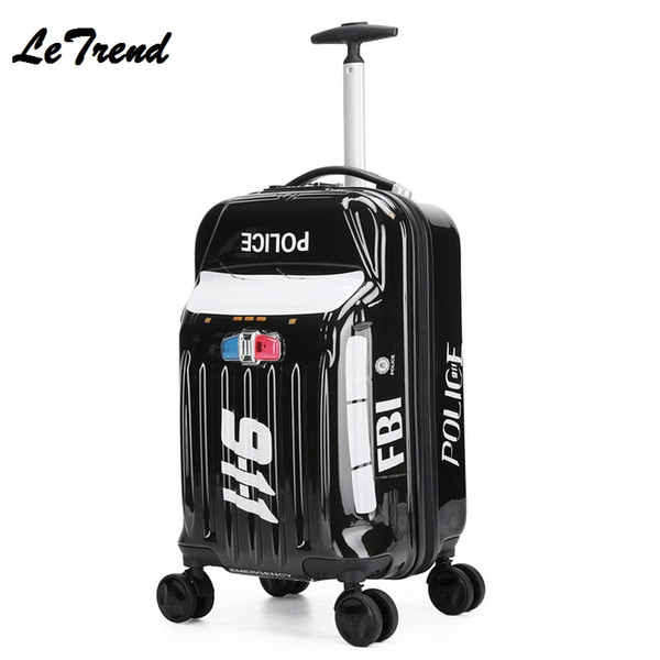 Fashion New 20inch Boarding Case Cute Cartoon Car Shape Kids Trolley Suitcase Solid Children Carry On Spinner Rolling Luggage