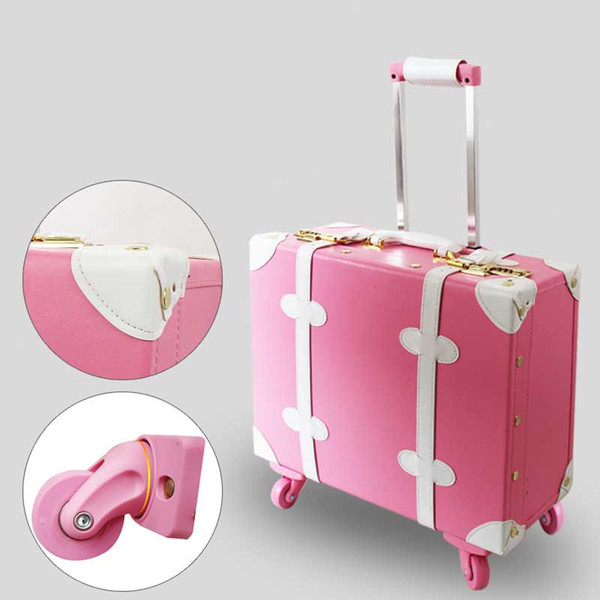 LeTrend 18 inch Multifunction Rolling Luggage PU Leather Suitcase Wheels Mini Cute Women Carry on Trolley Password Travel Bags