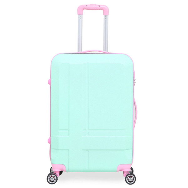 Women Spinner Color Block Luggage 20 Inch Carry-on 24 Inch Suitcase ABS Material High Quality School Trunk Travel Case