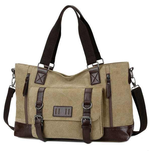 Large Casual Canvas Men Travel Bags Patchwork Leather Luggage Travel Bag Men Male Shoulder Duffel Bags Messenger 1324