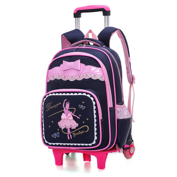 2019 Top quality students high quality Luxury backpacks girl bow-tie lace laptop Famous primary school fashion trolley books bag Bags 3085