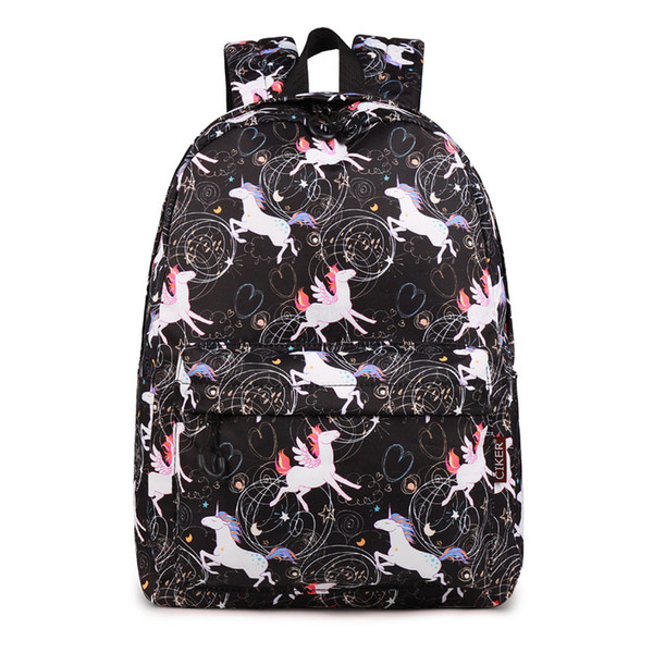 2019 fashion brand Student shoulder bag female water-repellent unicorn print backpack Korean large-capacity bag leisure travel bag female