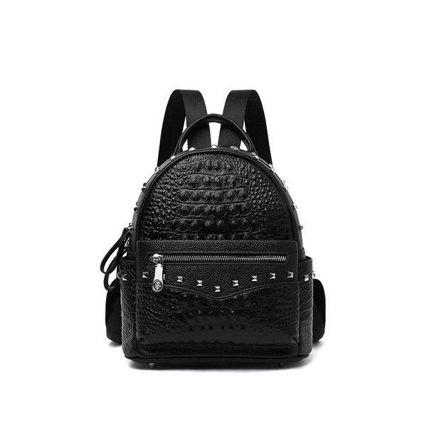 Genuine Leather Lady Backpack 2018 new shoulder bag crocodile pattern leather schoolbag simple fashion casual outdoor sports bags