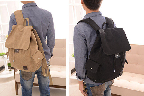 Men Women Vintage Canvas Backpack Rucksack Shoulder Travel Hiking School BookBag