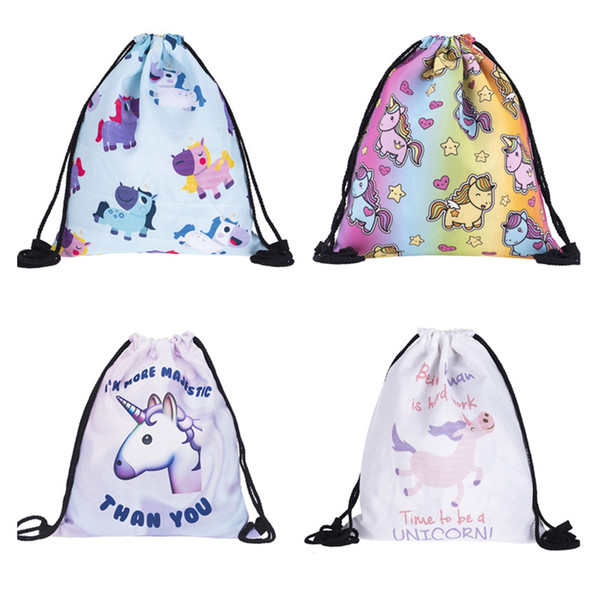 5 colors P
8000
ink unicorn small Backpack women 3D printing travel softback mochila drawstring bag School girls backpacks