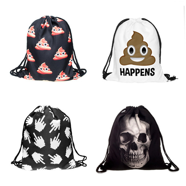 5 colors Skull Monster small Backpack women 3D printing travel softback mochila drawstring bag School girls backpacks