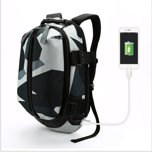 The new oxford cloth double shoulder bag creative style traveling backpack casual waterproof t computer backpack USB charging 9012